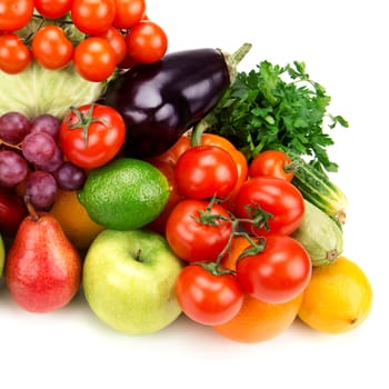 set of fruits and vegetables isolated on white background