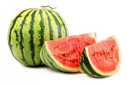 Watermelon and its parts isolated on white background