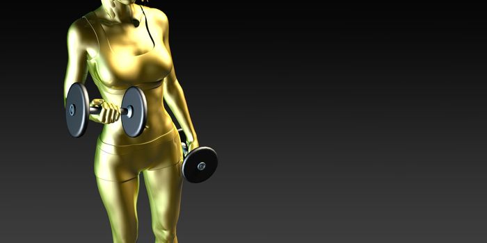 Metal Steel Woman Lifting Weights as a Fitness Concept