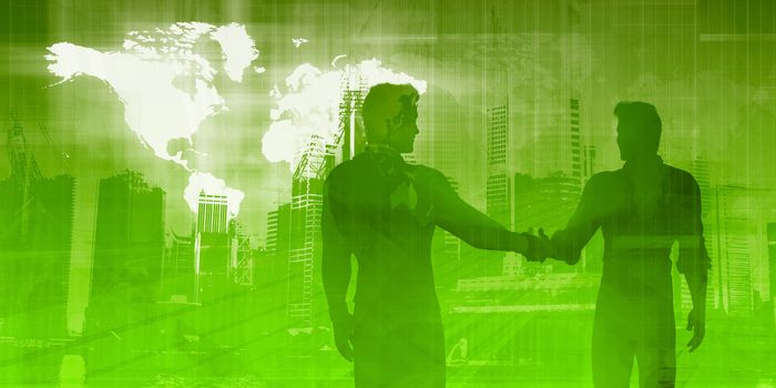 Business Presentation Abstract Background with Partners Shaking Hands