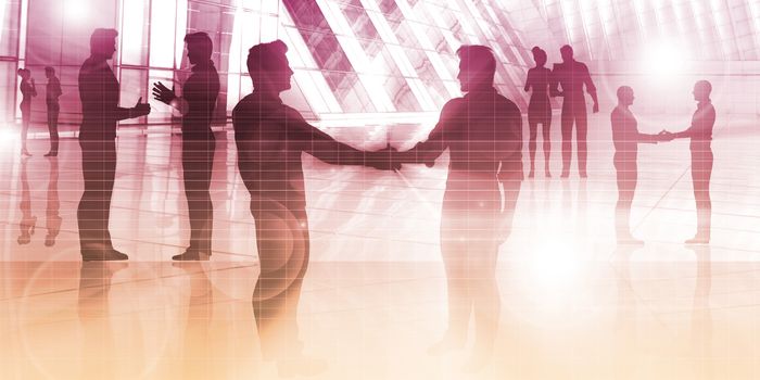 Business People Handshake Greeting Agreement Talking Deal Concept