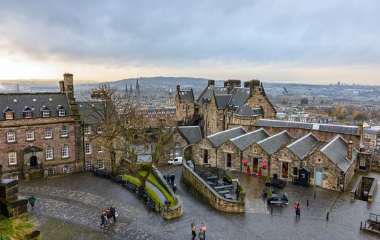 EDINBURGH, SCOTLAND - CIRCA NOVEMBER 2012: Edinburgh Castle is a historic fortress which dominates the city.