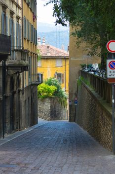 Ancient Street in the city of Bergamo, Italy
