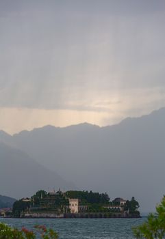 View at island and mountains in the background