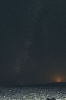 landscape desert night and the starry sky