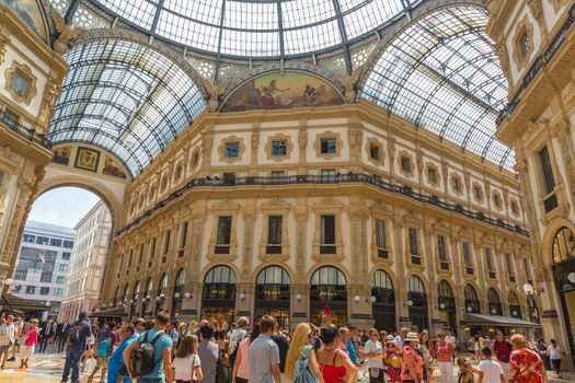 MILAN, ITALY - AUGUST 03, 2016: Galleria Vittorio Emanuele II in Milan, one of the world's oldest shopping malls, built between 1865 and 1877.