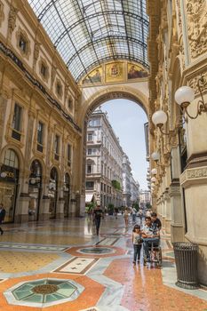 MILAN, ITALY - AUGUST 03, 2016: Galleria Vittorio Emanuele II in Milan, one of the world's oldest shopping malls, built between 1865 and 1877.