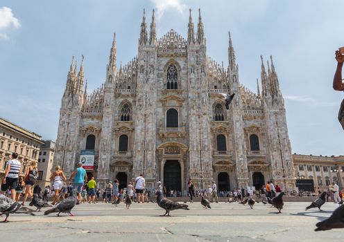 MILAN, ITALY - AUGUST 03, 2016 : View of Milan Cathedral - Duomo di Milan on August 03, 2016.