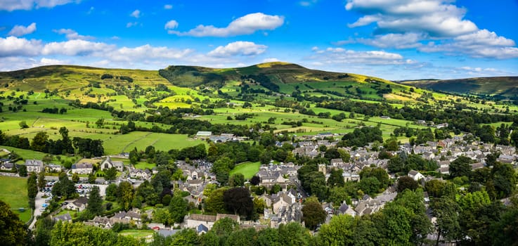 view of panoramic landscape of castleton  taken from Peveril castle