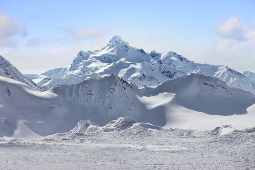 View on Elbrus Mount - the highest point of Europe. Russia. Caucasus.