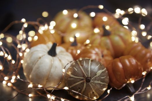 Halloween pumpkins with electric illumination