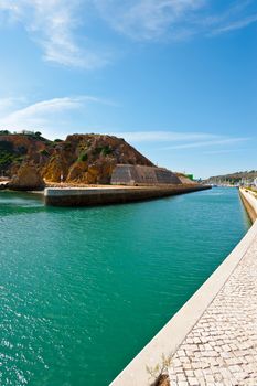 Canal Leading to the Yacht Club on the Atlantic Coast of Portugal