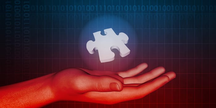 Hand Holding Jigsaw Piece as a Business Concept