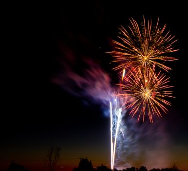 Fireworks used on both new years and 4th of july. includes two burst as well as a couple rocket trails