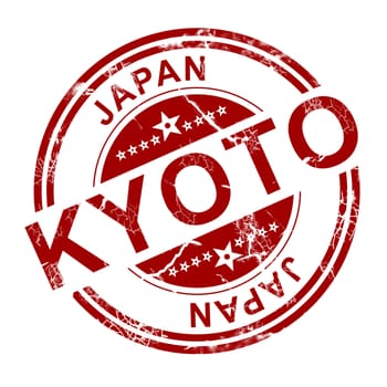 Red Kyoto stamp with white background, 3D rendering