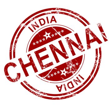 Red Chennai stamp with white background, 3D rendering