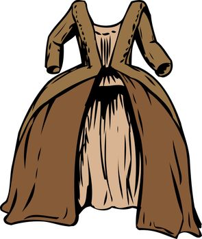 Round gown or court dress from 18th century fashion