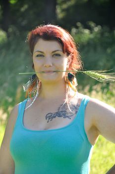 portrait of red  hair woman 