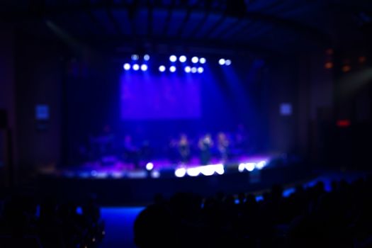 Crowd in front of concert stage Performance, Blur or Defocus as Background