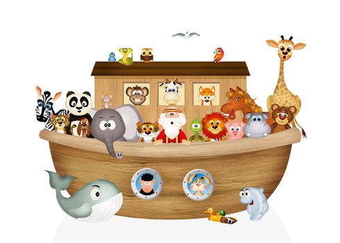 illustration of animals on Noah's ark