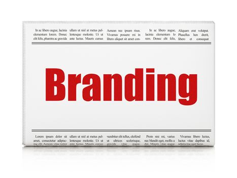 Advertising concept: newspaper headline Branding on White background, 3D rendering