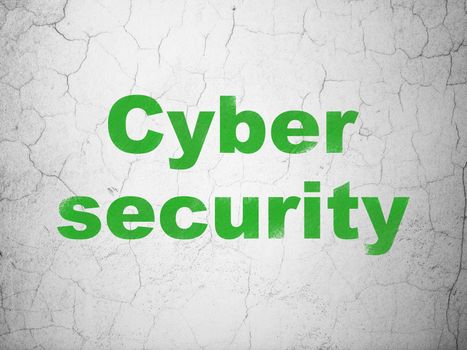 Protection concept: Green Cyber Security on textured concrete wall background