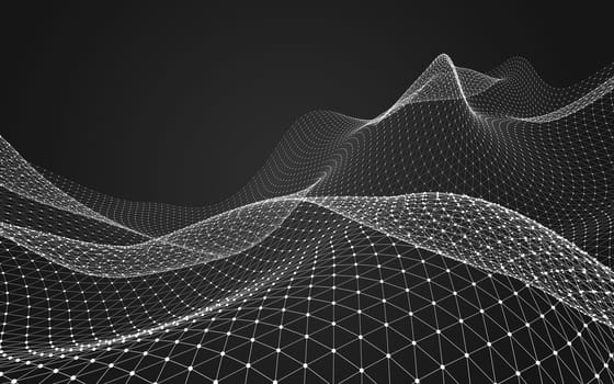 Abstract polygonal space low poly dark background with connecting dots and lines. Connection structure. 3d rendering