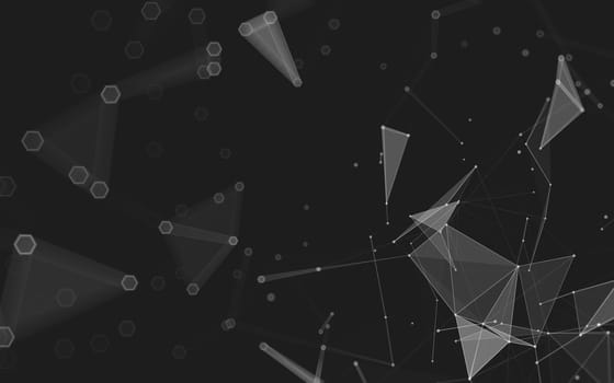 Abstract polygonal space low poly dark background with connecting dots and lines. Connection structure. 3d rendering