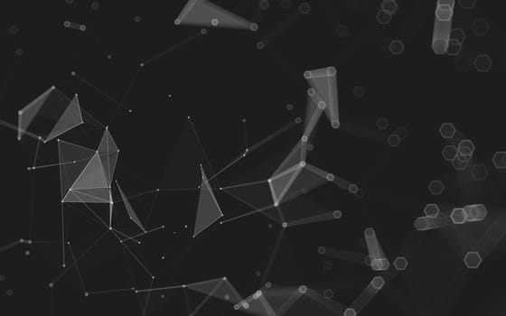 Abstract polygonal space low poly dark background with connecting dots and lines. Connection structure. 3d rendering