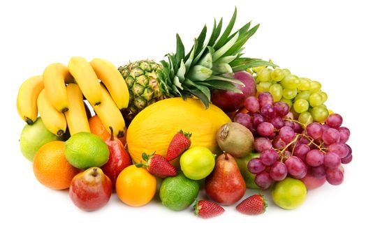 set of fruits isolated on white background