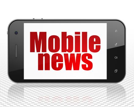 News concept: Smartphone with red text Mobile News on display, 3D rendering