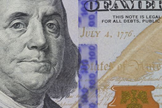 American dollar money Franklin portrait close-up