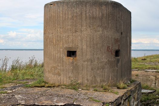 gun turret fort Totleben sea in the Baltic Sea