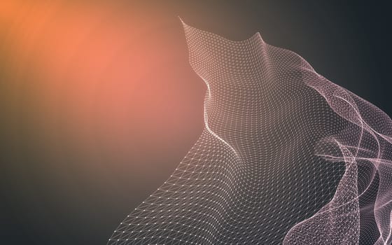 Abstract polygonal space low poly dark background with connecting dots and lines. Connection structure. 3d rendering