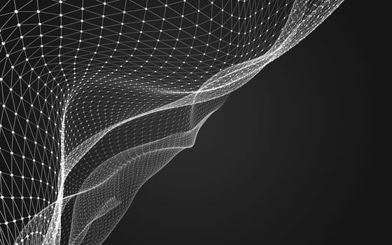 Abstract polygonal space low poly dark background with connecting dots and lines. Connection structure. 3d rendering