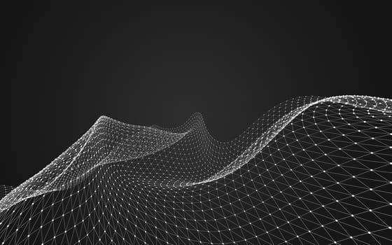 Abstract polygonal space low poly dark background with connecting dots and lines. Connection structure. 3d rendering