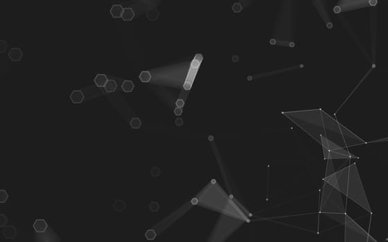 Abstract polygonal space low poly dark background with connecting dots and lines. Connection structure. 3d rendering