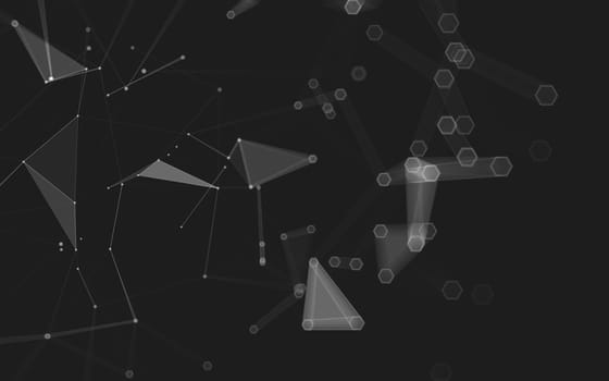 Abstract polygonal space low poly dark background with connecting dots and lines. Connection structure. 3d rendering