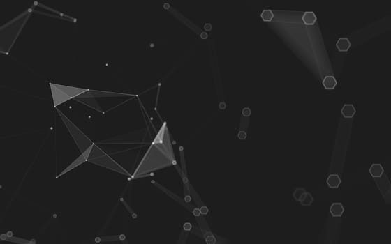 Abstract polygonal space low poly dark background with connecting dots and lines. Connection structure. 3d rendering