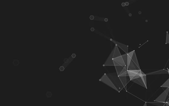 Abstract polygonal space low poly dark background with connecting dots and lines. Connection structure. 3d rendering