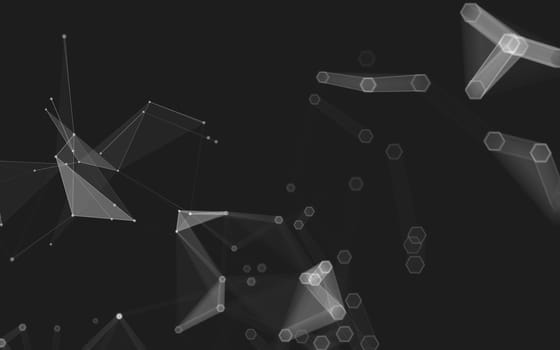 Abstract polygonal space low poly dark background with connecting dots and lines. Connection structure. 3d rendering