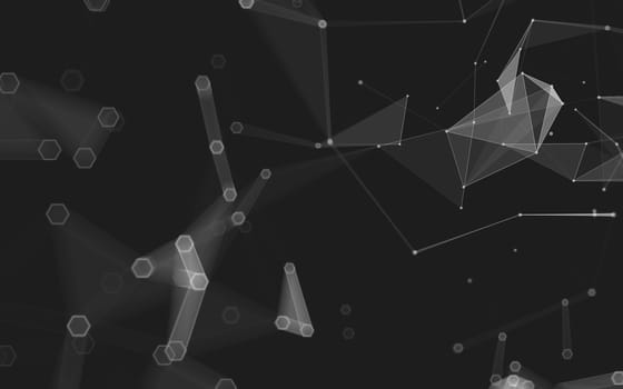 Abstract polygonal space low poly dark background with connecting dots and lines. Connection structure. 3d rendering