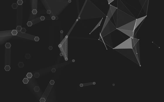 Abstract polygonal space low poly dark background with connecting dots and lines. Connection structure. 3d rendering