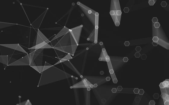 Abstract polygonal space low poly dark background with connecting dots and lines. Connection structure. 3d rendering