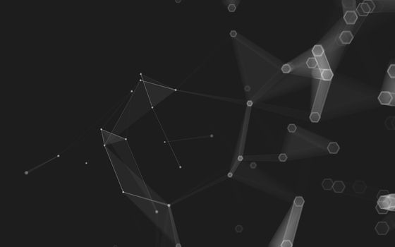 Abstract polygonal space low poly dark background with connecting dots and lines. Connection structure. 3d rendering