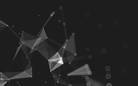 Abstract polygonal space low poly dark background with connecting dots and lines. Connection structure. 3d rendering