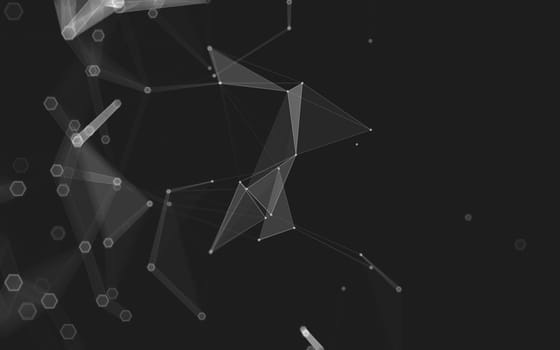 Abstract polygonal space low poly dark background with connecting dots and lines. Connection structure. 3d rendering