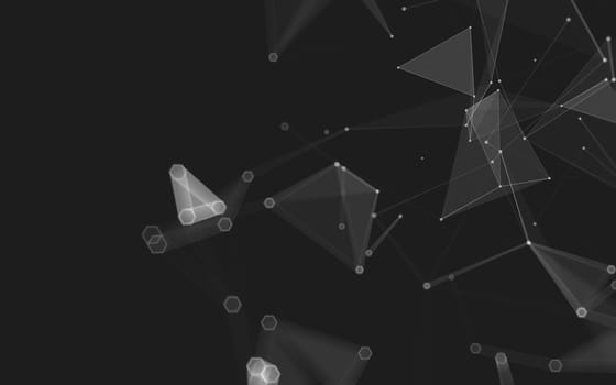 Abstract polygonal space low poly dark background with connecting dots and lines. Connection structure. 3d rendering