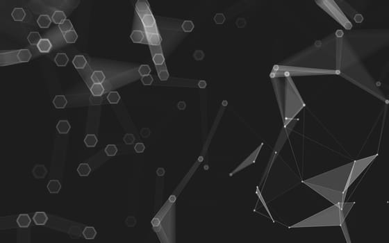 Abstract polygonal space low poly dark background with connecting dots and lines. Connection structure. 3d rendering