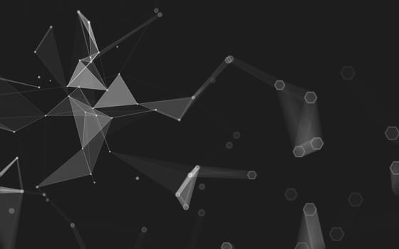 Abstract polygonal space low poly dark background with connecting dots and lines. Connection structure. 3d rendering